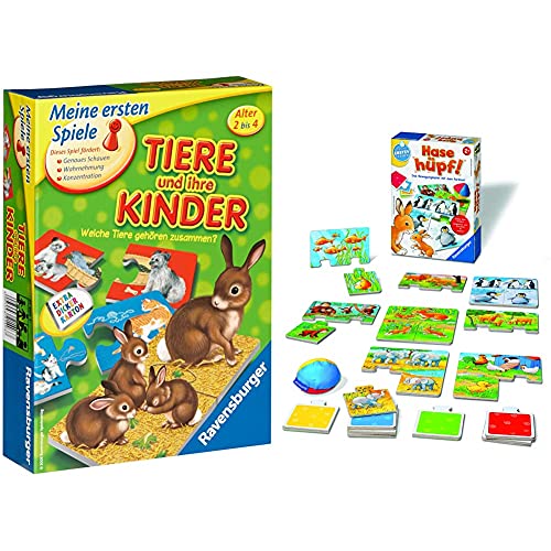 Ravensburger Tiere und ihre Kinder - Kinderspiel, Tierwelt kennenlernen & Hase hüpf! - Bewegungsspiel für die Kleinen - Spiel für Kinder ab 2 Jahren von Ravensburger