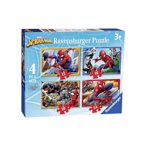 Ravensburger 6915 Spider Marvel Spiderman Puzzle für Kinder ab 3 Jahren, 10,2 cm Box (12, 16, 20, 24 Teile) von Ravensburger