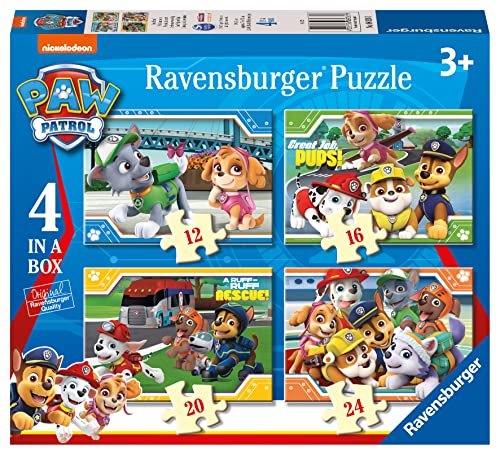 Ravensburger 06936 Paw Patrol 4 Puzzle 12/16/20/24 Teile a box-12/16/20/24, Einheitsgröße [Exklusiv bei Amazon] von Ravensburger