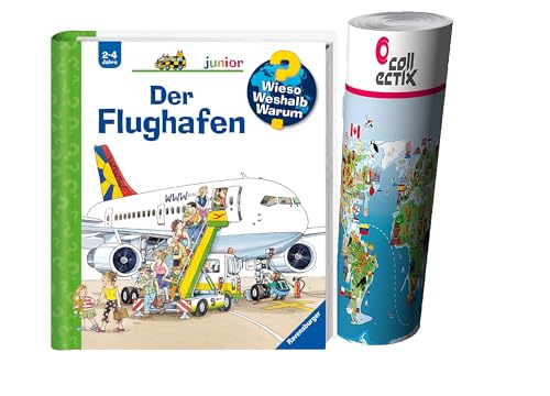 Ravensburger junior Kinderbuch-Set: Flughafen + Kinderlieder Wimmel-Weltkarte von Ravensburger