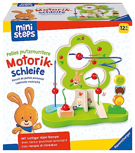 Ravensburger ministeps 4579 Pelles putzmuntere Motorikschleife, fantasievolles Motorikspielzeug aus Holz, mit 2 Drahtschleifen, Baby-Spielzeug ab 1 Jahr von Ravensburger