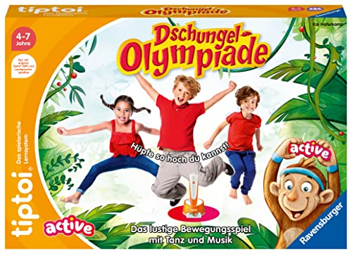 Ravensburger tiptoi® Active Spiel 00129, Dschungel-Olympiade, Bewegungsspiel ab 4 Jahre für 1-6 Spieler von Ravensburger