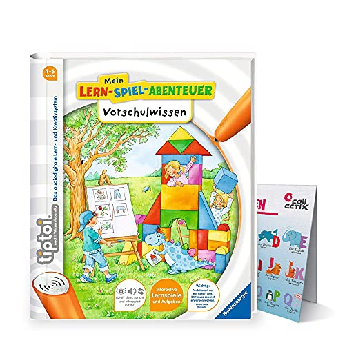 Ravensburger tiptoi® Schule Buch | Vorschulwissen - Mein Lern-Spiel-Abenteuer + ABC Alphabet Lern-Poster mit Tieren, Vorschule, Mathe, Deutsch, Lernen von Ravensburger