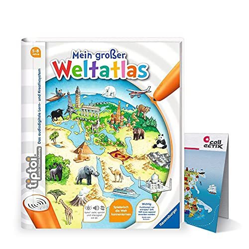 Ravensburger tiptoi ® Atlas/Buch | Mein großer Weltatlas + Kinder Weltkarte - Länder, Tiere, Kontinente von Ravensburger