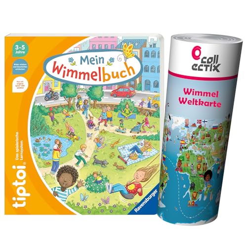 Ravensburger tiptoi ® Mein großes Wimmelbuch + Kinder Wimmel-Weltkarte - Länder, Tiere, Kontinente von Ravensburger