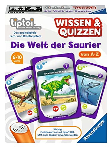 Ravensburger 00078 - tiptoi® Wissen & Quizzen „Die Welt der Saurier“ / Spiel ab 6 Jahren/Wertvolles Wissen über Meeres-, Flug- und Dinosaurier sammeln von Ravensburger