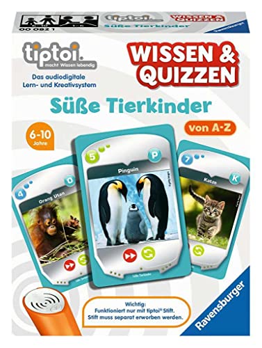 Ravensburger 00082 - tiptoi® Wissen & Quizzen „Süße Tierkinder“ / Spiel ab 6 Jahren/Wertvolles Wissen über süße Tierkinder von A bis Z von Ravensburger