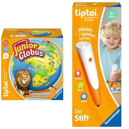 Ravensburger tiptoi 00115 - Mein interaktiver Junior Globus - Kinderspielzeug ab 4 Jahren & tiptoi Stift 00110 - Das spielerische Lernsystem, Lernspielzeug für Kinder ab 2 Jahren von Ravensburger