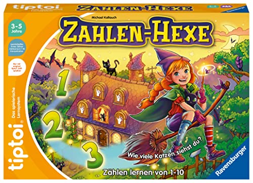 Ravensburger tiptoi Spiel 00132 Zahlen-Hexe, Zählen lernen von 1 - 10 für Kinder ab 3 Jahren, Gelbe von Ravensburger