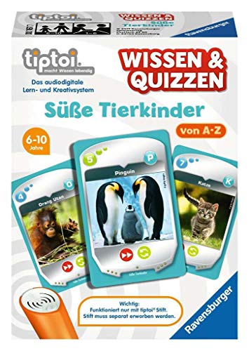 Ravensburger tiptoi 00767 Wissen und Quizzen: Süße Tierkinder, Quizspiel für Kinder ab 6 Jahren, für 1-6 Spieler von Ravensburger