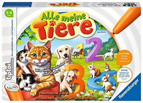 Ravensburger tiptoi 00776 - Alle Meine Tiere - Spiel ab 3 Jahren - Lerne spielerisch die Zahlen von 1 bis 10 mithilfe heimischer Tiere, Yellow von Ravensburger