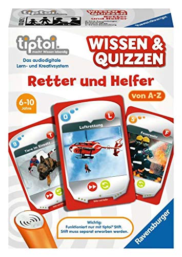 Ravensburger tiptoi 00829 Wissen und Quizzen: Retter und Helfer, Quizspiel für Kinder ab 6 Jahren, für 1-6 Spieler von Ravensburger tiptoi