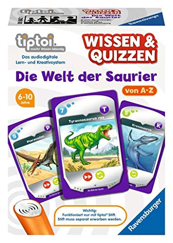 Ravensburger tiptoi Wissen und Quizzen Die Welt der Saurier Spiel, ab 6 Jahren, Wertvolles Wissen über Meeres-, Flug- und Dinosaurier sammeln von Ravensburger