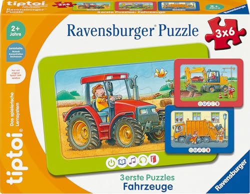 Ravensburger tiptoi Puzzle 00227-3 erste Puzzles: Fahrzeuge, niedliche Rahmenpuzzles für Kinder ab 2 Jahren von Ravensburger