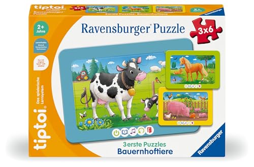 Ravensburger tiptoi Puzzle 00229-3 erste Puzzles: Bauernhoftiere, niedliche Rahmenpuzzles - Kinderpuzzle ab 2 Jahren von Ravensburger