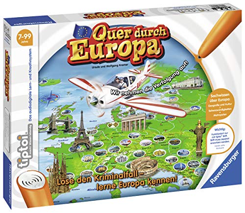 Ravensburger tiptoi Quer durch Europa Spiel, ab 7 Jahren, Wissensspiel mit spannender Geschichte und Informationen über die wichtigsten Metropolen Europas von Ravensburger