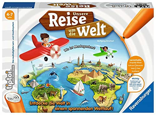 Ravensburger tiptoi Spiel 00070 Unsere Reise um die Welt - Lernspiel ab 4 Jahren, lehrreiches Geografiespiel für Jungen und Mädchen, für 1-4 Spieler Ravensburger tiptoi Spiel 00070 Unsere Reise um die Welt - Lernspiel ab 4 Jahren, lehrreiches Geografiespiel für Jungen und Mädchen, für 1-4 Spieler von Ravensburger