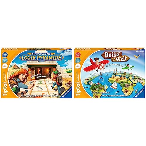 Ravensburger tiptoi Spiel 00120 Das Geheimnis der Logik-Pyramide - Lernspiel ab 6 Jahren & tiptoi Spiel 00117 Unsere Reise um die Welt - Lernspiel ab 4 Jahren von Ravensburger