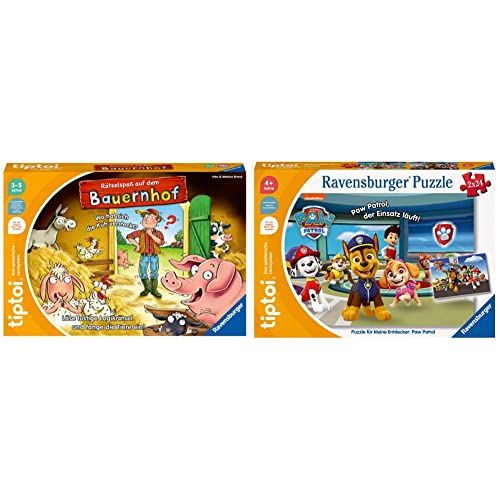 Ravensburger tiptoi Spiel 00125 Rätselspaß auf dem Bauernhof - Lernspiel ab 3 Jahren & tiptoi Puzzle 00135 Puzzle für kleine Entdecker: Paw Patrol, Kinderpuzzle für Kinder ab 4 Jahren von Ravensburger