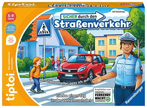 Ravensburger tiptoi Spiel 00173 - Sicher im Straßenverkehr - Lernspiel ab 4 Jahren, lehrreiches Verkehrsspiel für Jungen und Mädchen, für 1-4 Spieler von Ravensburger