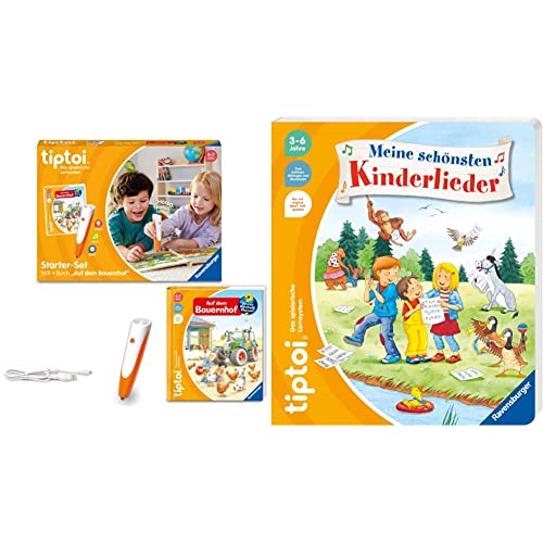 Ravensburger tiptoi Starter-Set 00114 - Stift und Bauernhof-Buch - Lernsystem für Kinder ab 4 Jahren & tiptoi® Meine schönsten Kinderlieder von Ravensburger