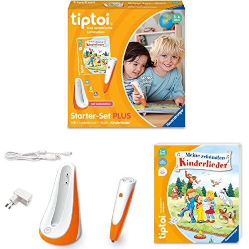 Ravensburger tiptoi Starter-Set Plus 00159: Stift und Buch Meine schönsten Kinderlieder - Plus Ladestation von Ravensburger