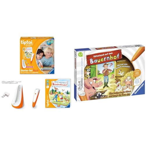 Ravensburger tiptoi Starter-Set PLUS 00159: Stift und Buch Meine schönsten Kinderlieder & tiptoi Spiel 00830 Rätselspaß auf dem Bauernhof von Ravensburger