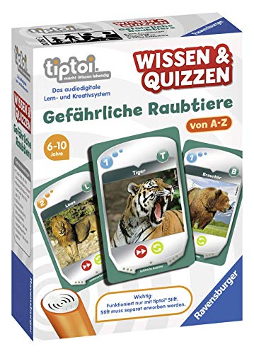 Ravensburger tiptoi Wissen und Quizzen Gefährliche Raubtiere Spiel, ab 6 Jahren, Gefährliches Wissen über Raubtierevon A bis Z von Ravensburger