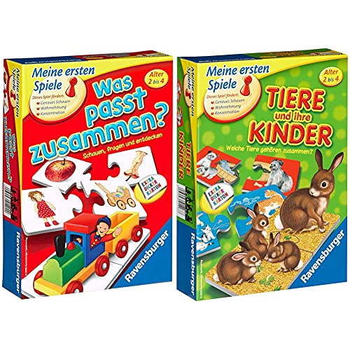 Ravensburger was passt zusammen? - Puzzelspiel für Kinder, Bildpaare zuordnen für 1-4 Spieler ab 2 Jahren & Tiere und ihre Kinder - Kinderspiel, Tierwelt kennenlernen - für 1-4 Spieler ab 2 Jahren von Ravensburger