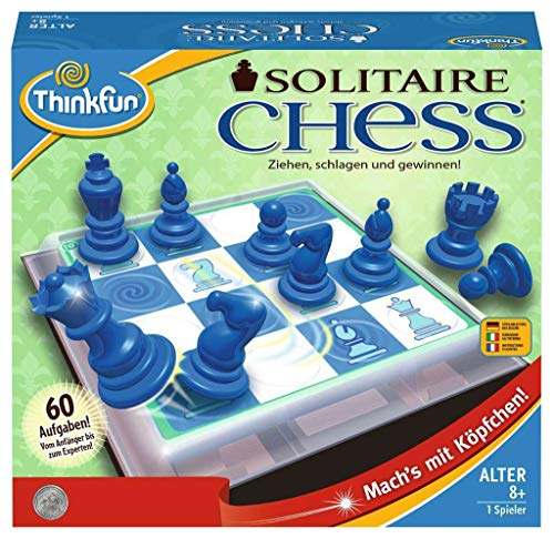 ThinkFun - 76325 Soitaire Chess - das fesselnde Denkspiel mit Schach-Regeln. Die ein Personen Schach-Variante. Logikspiel, welcher Zug ist jetzt der Richtige von Ravensburger