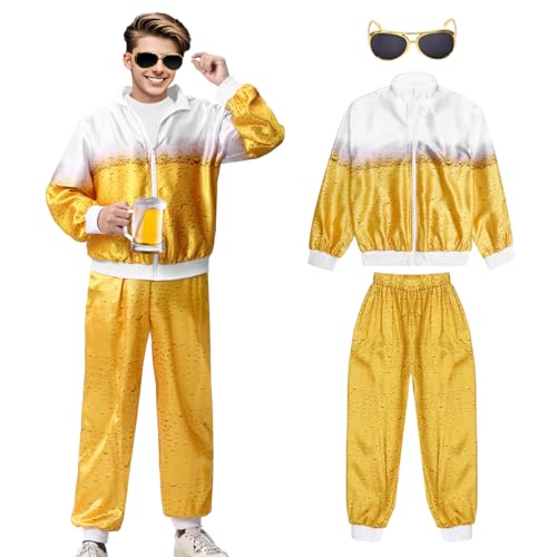 Raveparty 80er Jahre Outfit Herren Damen, 80er Trainingsanzug, Jogginganzug 80er Jahre, 80er Jahre Trainingsanzug Anzug 80er Accessoire, 80er Jahre Outfit, Faschingskostüme, Karneval von Raveparty