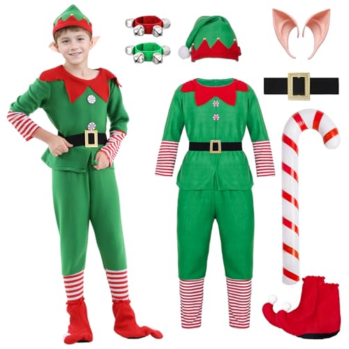 Raveparty Elfen Kostüm Damen Herren Kinder, Weihnachtself Kostüm, Weihnachtsfrau Kostüm Kinder Damen Herren, Weihnachtsmann Kostüm Kinder Damen Herren, Weihnachtskostüm Karneval Party von Raveparty