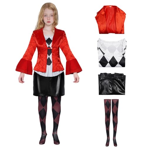 Raveparty Halloween-Kostüm für Mädchen Damen, Halloween-Kostüm-Set mit Jacke, kurzen Ärmeln, Rock, Socken Cosplay für Halloween, Karneval (Mädchen, 130) von Raveparty