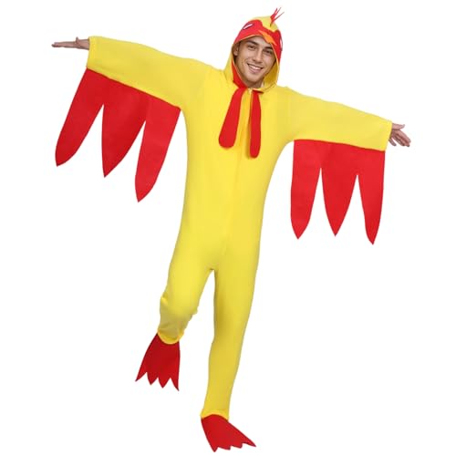 Raveparty Hühnerkostüm für Erwachsene, Tierverkleidung für Erwachsene, Huhn-Outfit, Huhn-Anzug für Halloween, Weihnachten, Tier-Mottoparty (M) von Raveparty