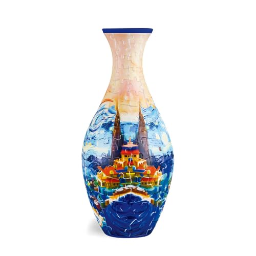 3D Puzzle Vase, 3D Kunst Puzzle Vase, 3D Blumenvase Puzzle 160 Teile, Neuartige Blumenvase aus Gebogenen Puzzleteilen für Blumenarrangements und Heimdekoration, Kreative Puzzle (Schloss) von RawWeFactic