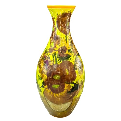 3D Puzzle Vase, 3D Kunst Puzzle Vase, 3D Blumenvase Puzzle 160 Teile, Neuartige Blumenvase aus Gebogenen Puzzleteilen für Blumenarrangements und Heimdekoration, Kreative Puzzle (Sonnenblume) von RawWeFactic