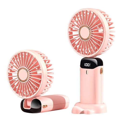 4500mA Mini Portable Fan Faltbarer Verstellbarer Winkelventilator 5-Gang Verstellbarer USB Wiederaufladbarer Handventilator Geeignet für Innen- und Außenbereich (Pink) von Rawrr