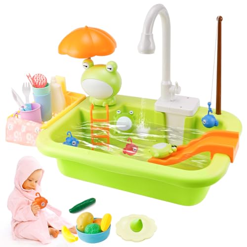 Raxfekro Kinderwaschbecken Spielzeug Set waschbecken Kinder mit Wasserfunktion Wasserspielzeug Kinder Kinderküche Zubehör Küchenspielzeugset mit funktionierendem Wasserhahn von Raxfekro