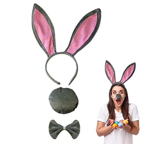 Hasenkostüm für Kinder, Osterhasenkostüm, Zubehör für Kostüme mit Plüsch-Hasenohren, niedliches langes Haarreif mit Osterhasenohren, Zubehör für Hasenkostüm für Kinder, Osterhasenkostüm, Zubehör für Kostüme mit Plüsch-Hasenohren, niedliches langes Haarreif mit Osterhasenohren, Zubehör für von Raxove