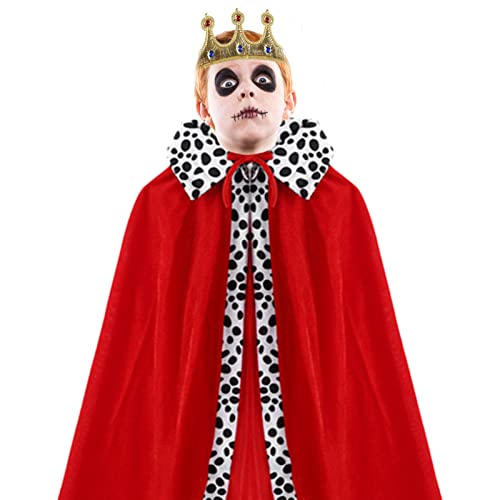 König Robe Halloween Kostüm Mittelalter Prinz König Kostüm Umhang Königlicher Prinz Umhang Cosplay Roter Umhang und Königskrone Stirnband von Raxove