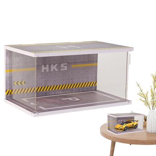 Parkplatz-Garage-Vitrine – 1:32 Automodell-Vitrine | 22 X 13 X 11,5 cm Große Modelle, Sammler-Parkplatz-Display, Leicht Zu Tragende Autovitrine, Auto-Parkhaus-Display Für Das Wohnzimmer von Raxove