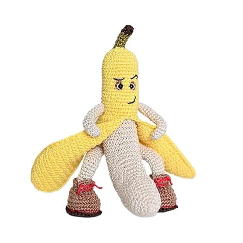 Raxove Gehäkelter Plüsch, Häkelpuppe - Gefüllte Obstpuppe - Lustige Positive emotionale Unterstützung Banane, Neuheit Home Decor Stricken Obst für Zuhause Wohnheim Auto Schreibtisch von Raxove