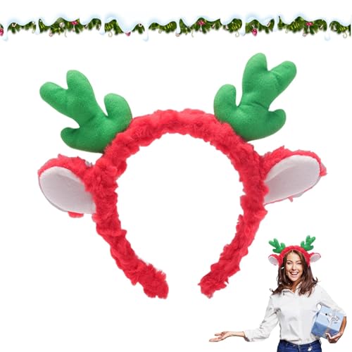 Rentiergeweih-Stirnband – 22 X 25 Cm Plüsch-Hirschgeweih-Kostüm-Stirnband Für Partys | Geweih-Stirnband, Weihnachtsparty-Kostüm, Elchgeweih, Tierohren-Stirnband Für Weihnachtsmann-Feiertagspartys von Raxove