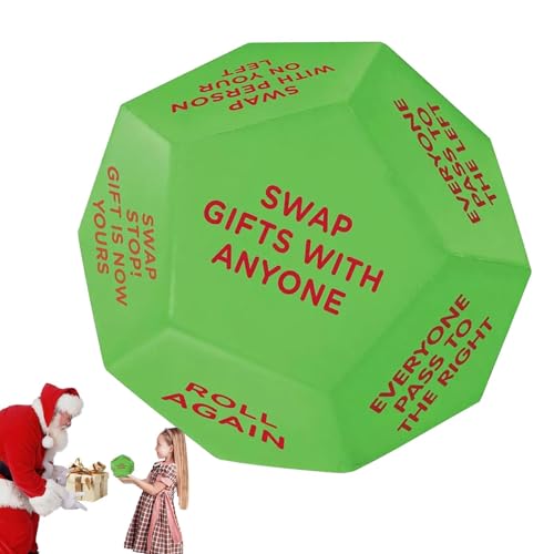 Santa Exchange Dice - Santa Swap Gif-t Exchange Dice | Weihnachtswürfel Mit 12 Verschiedenen Seiten, Würfelspiel, Lustige Würfelspiele, Austauschwürfelspiele Für Familien, Große Spiele, Austauschwürfe von Raxove