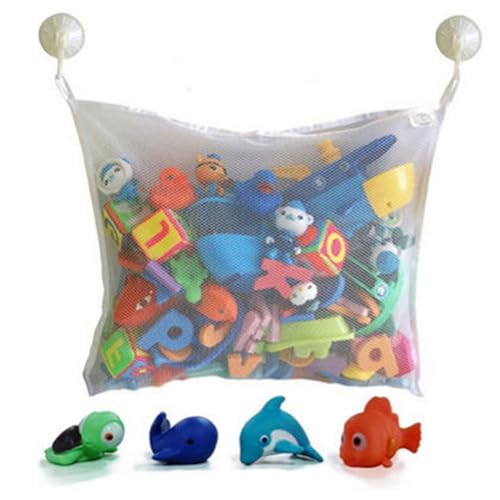 Waschbarer Badespielzeug-Aufbewahrungs-Organizer – 35 x 45 cm Badespielzeug-Aufbewahrung, Kinder-Badespielzeug-Aufbewahrungsnetz mit 2 Haken, Kugeln, ordentliche Tasche für Zuhause, Kinder und von Raxove