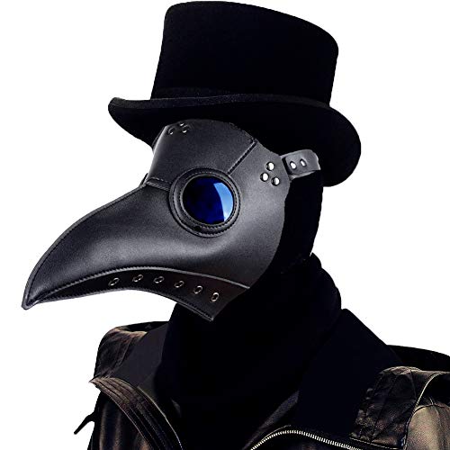 Raxwalker Plague Doctor Mask Halloween Props Costume Steampunk Gothic Cosplay Retro Leather Bird Mask (black) von Raxwalker