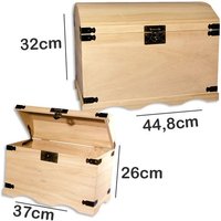 2 Holztruhen massiv mit Beschlägen zum Bemalen, 44x32cm & 37x26cm von Rayher Hobby GmbH