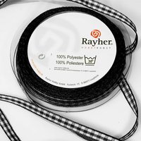 Karoband auf Rolle in Schwarz, 10m lang und 6,3mm breit, 100% Polyester von Rayher Hobby GmbH