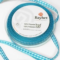 Karoband auf Rolle in Türkis, 10m, zum Basteln/Nähen, 100% Polyester von Rayher Hobby GmbH