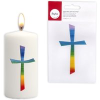 Kreuz aus Wachs, regenbogenfarben, 10,5cm x 5,5cm von Rayher Hobby GmbH